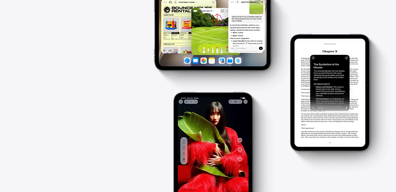 Front view of iPad mini devices showing various apps.