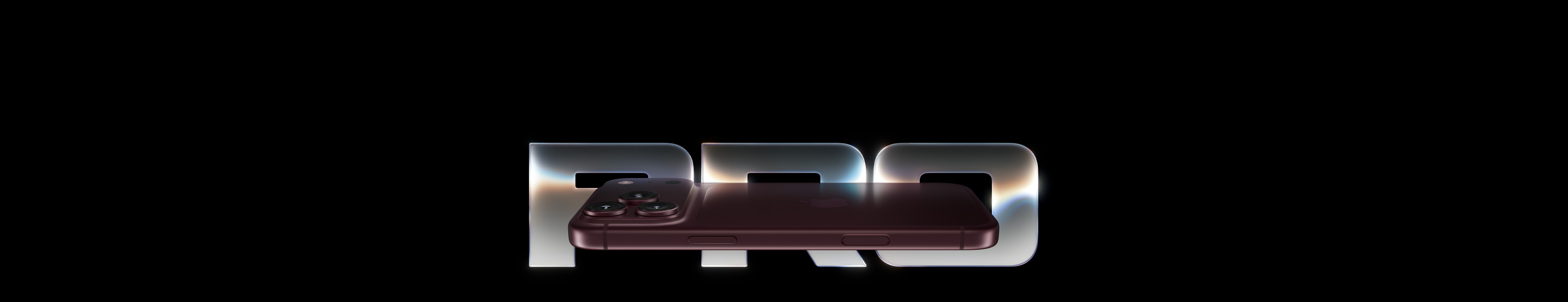 iPhone 18 Pro, color borgoña (rojo oscuro), parte posterior, sistema de cámaras Pro Fusion en la parte superior, logo de Apple en el centro, parte lateral, botón lateral, Control de la Cámara, la palabra Pro escrita en letras grandes color plata con un efecto de neón brillante en tonos azules y rosas