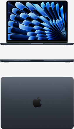 Front and top view of MacBook Air in Midnight color