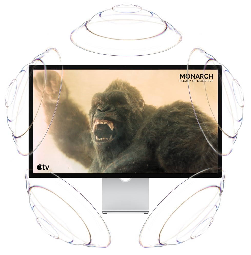 إعلان Apple TV الترويجي بعنوان: Monarch: Legacy of Monsters، صورة لكينغ كونغ وهو يرفع قبضته ويزأر